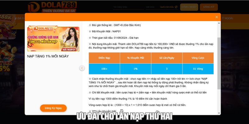 Ưu đãi cho lần nạp thứ hai