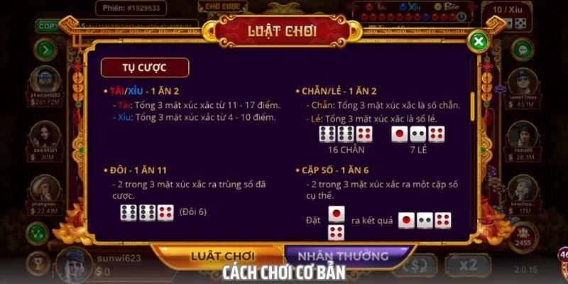Cách chơi cơ bản trong game bài Sicbo tại Sun52