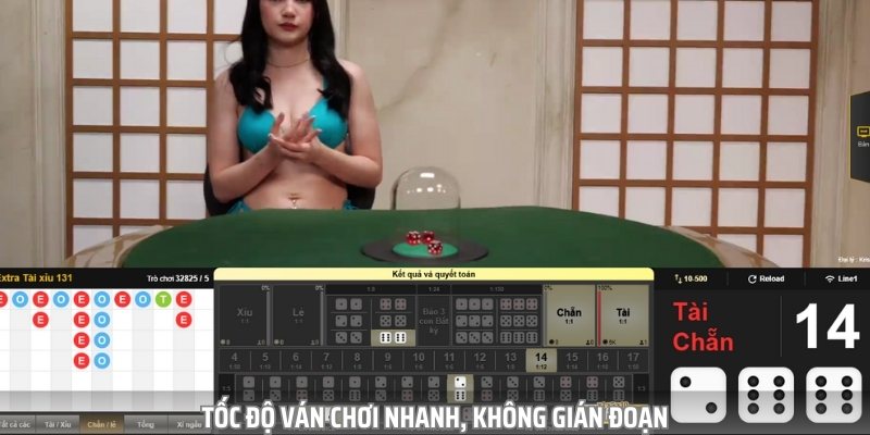 Tốc độ ván cược cũng diễn ra nhanh chóng, không gián đoạn
